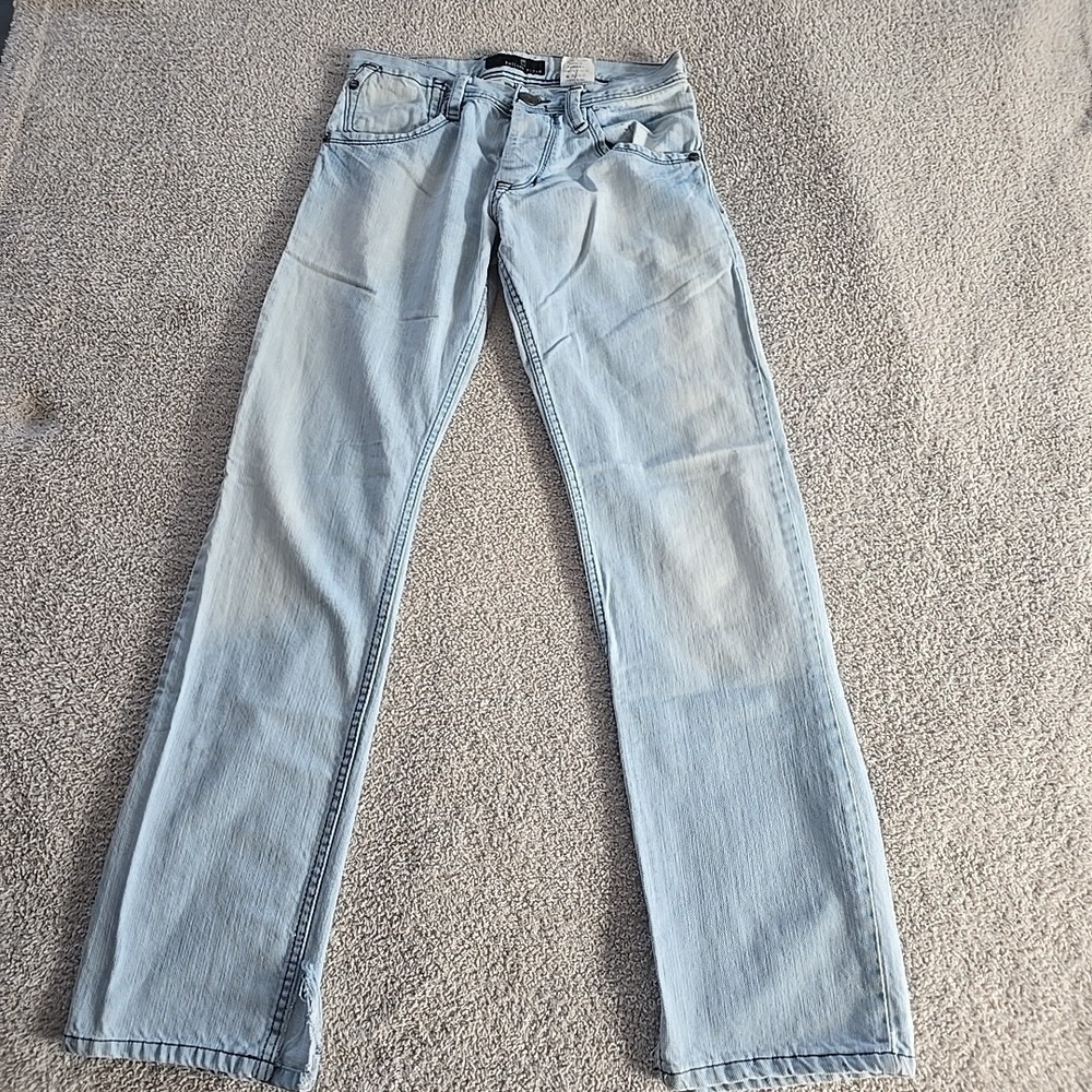 Philipp Plein Men's Light Wash Denim Jeans Button Fly Studded Accents Y2K Sz‎ 30